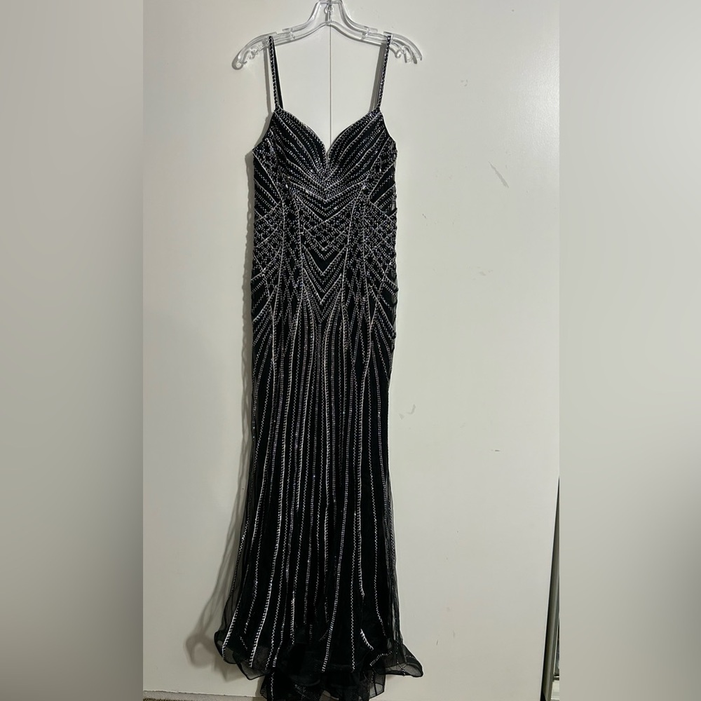 Sophisticated Black and Silver Maxi Dress